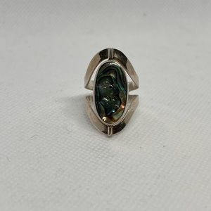 SOLD Sterling Silver Reversible Abalone and White Shell Ring